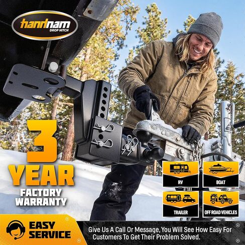 Drop Hitch Heavy Duty for Truck (20,000 LBS GTW), HANDNAM Adjustable Trailer Hitch with 6-Inch Drop/Rise, Tow Hitch, Fits 2-Inch Receiver, Trailer Hitches with Double Anti-Theft Pins Locks in Kuwait