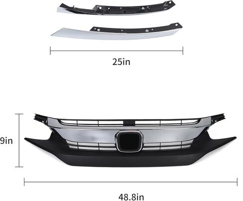 Front Bumper Grille Grill W/Chrome Eyelid Molding For 2016 2017 2018 Honda Civic Sedan in Kuwait