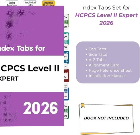حزمة علامات تبويب الفهرس لـ CPT 2026 وICD-10-CM 2026 وHCPCS المستوى الثاني 2026 | مجموعة الجدولة الكاملة لكتاب الشفرات الطبية لعام 2026 | مغلفة ومرمزة بالألوان (الكتاب غير متضمن) in Kuwait