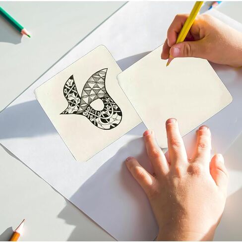 JINJUMEI 100 Pcs Zentangle Tiles 4.5 x 4.5 Inch Square White Paper Tiles, Zentangle Supplies, Zentangle Paper Tiles for Calligrapher Watercolor Sketch Book Notebook in Kuwait