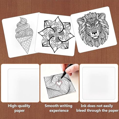JINJUMEI 100 Pcs Zentangle Tiles 4.5 x 4.5 Inch Square White Paper Tiles, Zentangle Supplies, Zentangle Paper Tiles for Calligrapher Watercolor Sketch Book Notebook in Kuwait