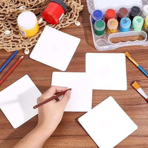 JINJUMEI 100 Pcs Zentangle Tiles 4.5 x 4.5 Inch Square White Paper Tiles, Zentangle Supplies, Zentangle Paper Tiles for Calligrapher Watercolor Sketch Book Notebook in Kuwait