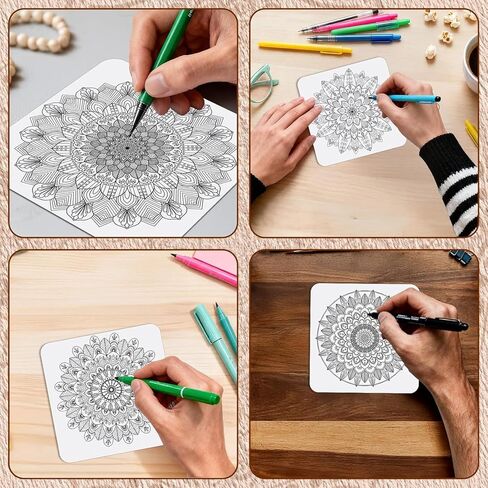 JINJUMEI 100 Pcs Zentangle Tiles 4.5 x 4.5 Inch Square White Paper Tiles, Zentangle Supplies, Zentangle Paper Tiles for Calligrapher Watercolor Sketch Book Notebook in Kuwait