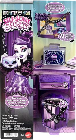 مجموعة دمية Monster High Self-Scare Secrets Spectra Vondergeist وملحقاتها مع 13 مفاجأة واقعية مثل مجموعة العناية بالأظافر ومشغل التسجيل in Kuwait