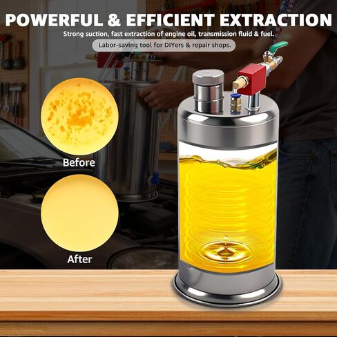 BESTOOL 6L Pneumatic Oil Extractor Pump, Stainless Steel Automotive Fluid Evacuator for Engine Oil, Brake Fluid & Brake Rotor Surface Oil, Oil & Brake Fluid Change Tool with 79" and 8" Hoses in Kuwait