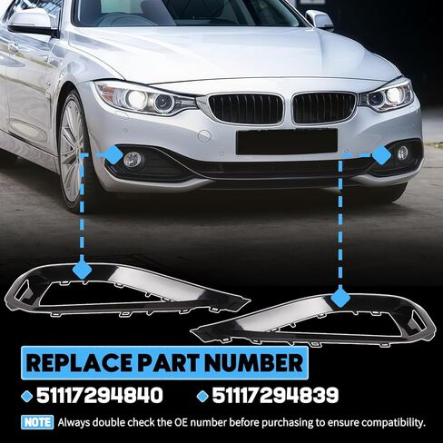 2 Pcs Front Bumper Fog Light Trim Cover Bezel Fit For BMW 428i 430i 435i 440i F32 F33 2014-2020 Left & Right Bumper Trim Grille Replaces 51117294839 51117294840 in Kuwait