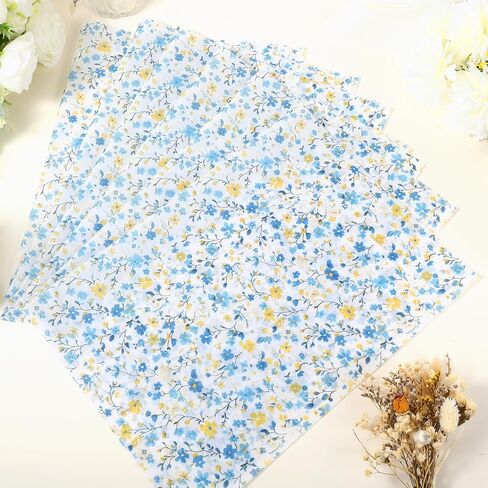 60 ورقة مناديل ورقية على شكل زهرة برية ربيعية، ورق تغليف أنيق بأنماط زهور زرقاء لفصل الربيع مصنوع يدويًا، مستلزمات تغليف هدايا حفلات أعياد الميلاد وحفلات الزفاف، 13.8 × 19.7 بوصة in Kuwait