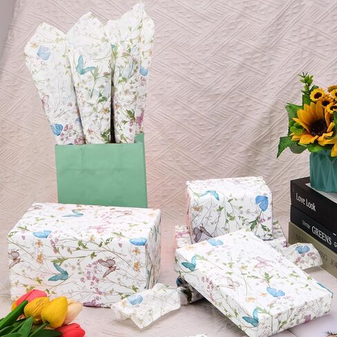 100 Sheets Spring Butterfly Tissue Paper for Gift Bags, Spring Butterfly Wrapping Tissue for Home Party Supplies, 14'' x 20'' (A) in Kuwait