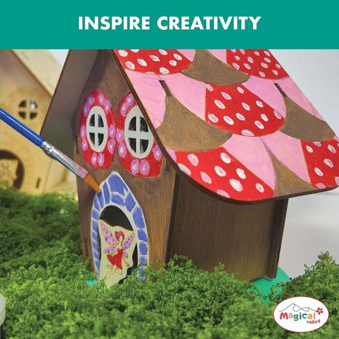 مجموعة أدوات الحرف اليدوية من Magical Valley Fairy House مكونة من 4 قطع للأطفال، منازل خرافية خشبية ذاتية الصنع مع طلاء وإكسسوارات، فنون وحرف يدوية للأطفال، مجموعة أنشطة الحفلات، الفصول الدراسية، المعسكرات والمجموعات، للأعمار 6 7 8 9 10 in Kuwait