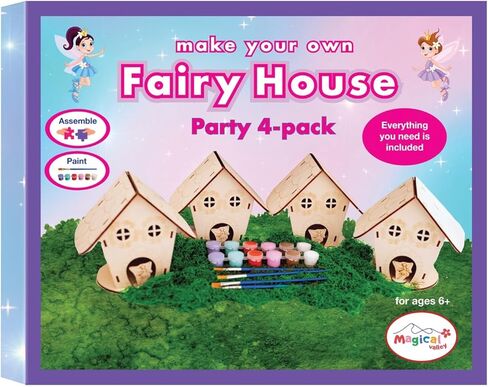 مجموعة أدوات الحرف اليدوية من Magical Valley Fairy House مكونة من 4 قطع للأطفال، منازل خرافية خشبية ذاتية الصنع مع طلاء وإكسسوارات، فنون وحرف يدوية للأطفال، مجموعة أنشطة الحفلات، الفصول الدراسية، المعسكرات والمجموعات، للأعمار 6 7 8 9 10 in Kuwait