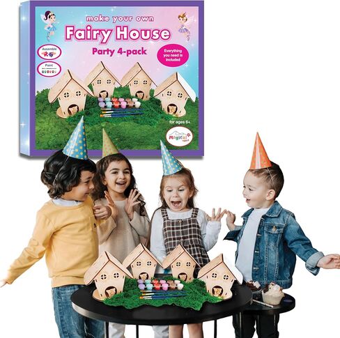 مجموعة أدوات الحرف اليدوية من Magical Valley Fairy House مكونة من 4 قطع للأطفال، منازل خرافية خشبية ذاتية الصنع مع طلاء وإكسسوارات، فنون وحرف يدوية للأطفال، مجموعة أنشطة الحفلات، الفصول الدراسية، المعسكرات والمجموعات، للأعمار 6 7 8 9 10 in Kuwait