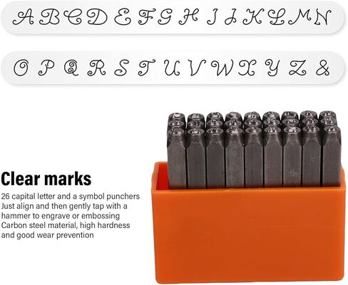 TOPINCN 27 Piece Metal Letter Stamp Set, Cursive Font Stamp Professional Carbon Steel Letters Punch Set Artistic Capital A to Z Leather Craft Jewelry Stamping Tools for Imprintingt in Kuwait