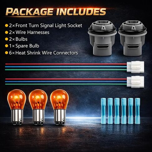 2-Pack Front Turn Signal Light Socket with Bulbs and Harness Kit Compatible with Honda Accord Civic CR-V Acura TL RDX 1998-2012, Turn Signal Lamp Bulb and Holder Replace# 33302-SR3-A01 in Kuwait