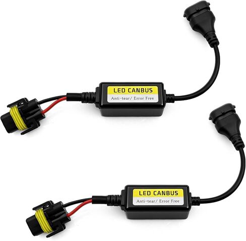 2 Pieces H11/H8/H9 Canbus Decoder and Anti-Flicker Harness - Error Free LED Headlight Adapter for Cars Trucks SUVs and Motorcycles Black in Kuwait