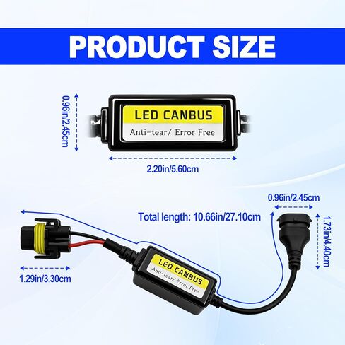 2 Pieces H11/H8/H9 Canbus Decoder and Anti-Flicker Harness - Error Free LED Headlight Adapter for Cars Trucks SUVs and Motorcycles Black in Kuwait