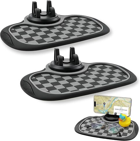 (2026 New Upgrade) 2-Pack Car Anti-Slip Mats,Multifunction Car Anti-Slip Mat with Improved 360°Rotating Phone Holder,Anti-Slip Mat for Car Dashboard,Car Dashboard Organizer for Phones,Sunglasses,Keys in Kuwait