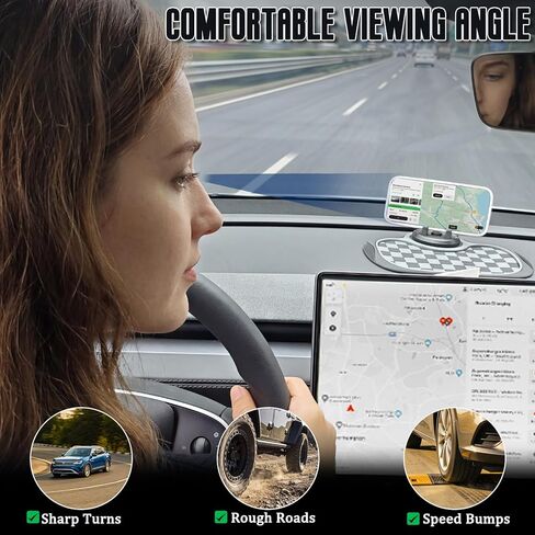 (2026 New Upgrade) 2-Pack Car Anti-Slip Mats,Multifunction Car Anti-Slip Mat with Improved 360°Rotating Phone Holder,Anti-Slip Mat for Car Dashboard,Car Dashboard Organizer for Phones,Sunglasses,Keys in Kuwait