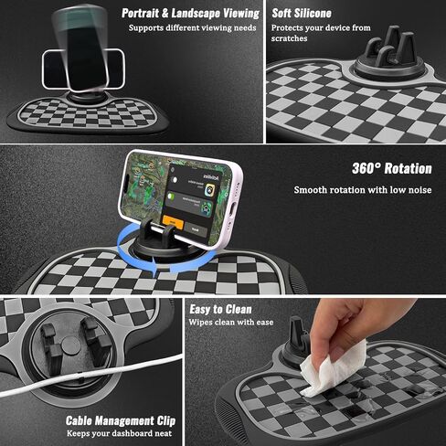 (2026 New Upgrade) 2-Pack Car Anti-Slip Mats,Multifunction Car Anti-Slip Mat with Improved 360°Rotating Phone Holder,Anti-Slip Mat for Car Dashboard,Car Dashboard Organizer for Phones,Sunglasses,Keys in Kuwait
