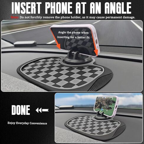 (2026 New Upgrade) 2-Pack Car Anti-Slip Mats,Multifunction Car Anti-Slip Mat with Improved 360°Rotating Phone Holder,Anti-Slip Mat for Car Dashboard,Car Dashboard Organizer for Phones,Sunglasses,Keys in Kuwait