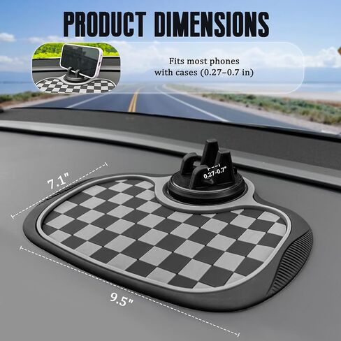 (2026 New Upgrade) 2-Pack Car Anti-Slip Mats,Multifunction Car Anti-Slip Mat with Improved 360°Rotating Phone Holder,Anti-Slip Mat for Car Dashboard,Car Dashboard Organizer for Phones,Sunglasses,Keys in Kuwait