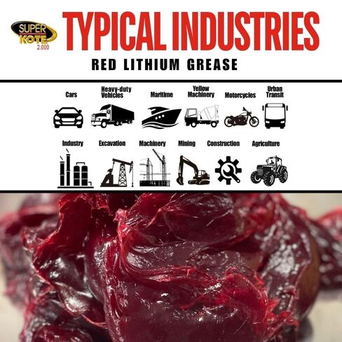 Red and Tacky Lithium Grease Superkote 2000 | NLGI 2 | EP Grease | Tube | High Temperature | Heavy Duty | Industrial | Construction | Automotive | Red Grease | 2-Pack of 14 Oz. in Kuwait