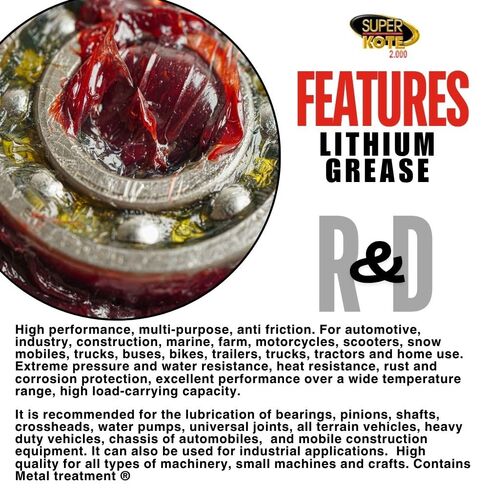 Red and Tacky Lithium Grease Superkote 2000 | NLGI 2 | EP Grease | Tube | High Temperature | Heavy Duty | Industrial | Construction | Automotive | Red Grease | 2-Pack of 14 Oz. in Kuwait