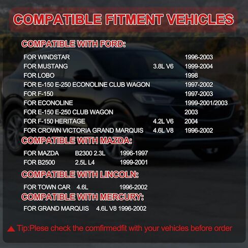 صمام EGV464 EGR مع حشية متوافق مع Ford F-150 E-150 E-250 Econoline 4.2L، لـ Crown Victoria 4.6L، لـ Mustang 3.8L 96-01، لـ Mazda B2300 XL3Z9D475BA F65Z9D475A EGV464T 4F1298 in Kuwait
