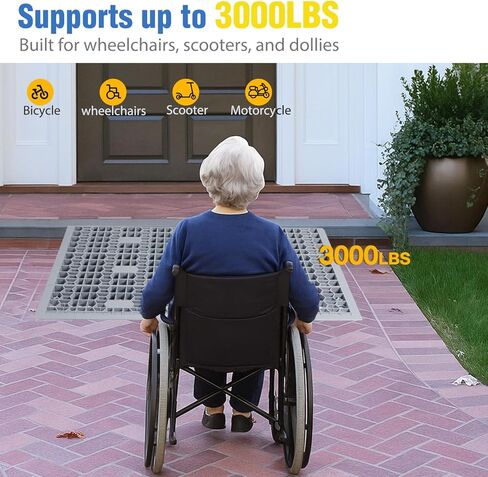 Nilight Modular Threshold Ramps, 3 Inch Rise Non‑Slip Interlocking Plastic Wheelchair Curb Doorway Ramp for Home Entry Indoor Outdoor, 2 Pack in Kuwait