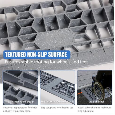 Nilight Modular Threshold Ramps, 3 Inch Rise Non‑Slip Interlocking Plastic Wheelchair Curb Doorway Ramp for Home Entry Indoor Outdoor, 2 Pack in Kuwait