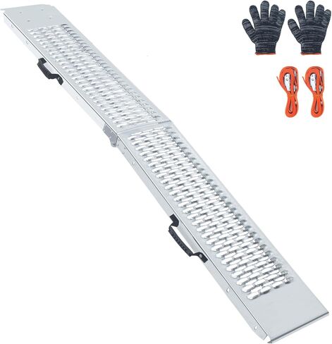 81.88 inches Long and 10.55 inches Wide Heavy Duty Folding Loading Ramp, Motorcycle; Lawn Mower; Snow Plough; Bikes; ATV; UTV; Golf Carts, Tooth Shape Hole, Pack of 1 in Kuwait