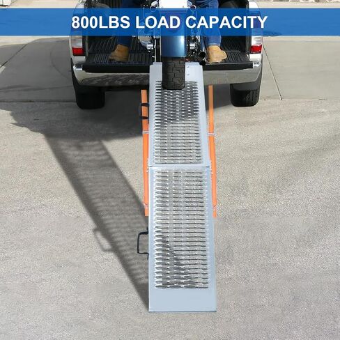 81.88 inches Long and 10.55 inches Wide Heavy Duty Folding Loading Ramp, Motorcycle; Lawn Mower; Snow Plough; Bikes; ATV; UTV; Golf Carts, Tooth Shape Hole, Pack of 1 in Kuwait