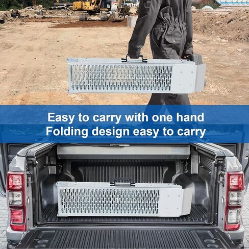 81.88 inches Long and 10.55 inches Wide Heavy Duty Folding Loading Ramp, Motorcycle; Lawn Mower; Snow Plough; Bikes; ATV; UTV; Golf Carts, Tooth Shape Hole, Pack of 1 in Kuwait
