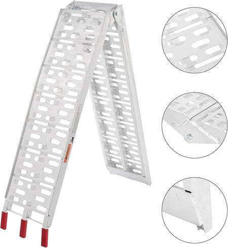 1Pc 7.5FT Aluminum Folding Loading Ramp, Pickup Trucks Bed Trailers Ramps for Load Dirt Bike UTV ATV Lawn Mowers Cargo 90" Lx11 W, 750 lbs Capacity in Kuwait