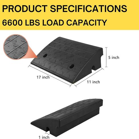 Rubber Curb Ramp, Rise Height, Heavy-Duty Threshold Ramps, Portable Driveway Ramps with Non-Slip Surface for Cars, Wheelchairs, Bikes, Motorcycles, Loading Docks, Garages (4" inch - (4 Pack)) in Kuwait
