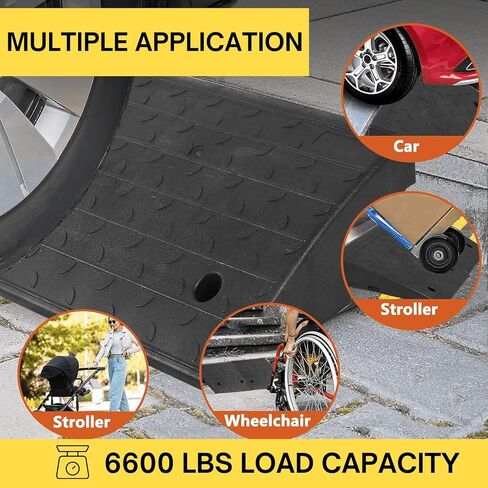 Rubber Curb Ramp, Rise Height, Heavy-Duty Threshold Ramps, Portable Driveway Ramps with Non-Slip Surface for Cars, Wheelchairs, Bikes, Motorcycles, Loading Docks, Garages (4" inch - (4 Pack)) in Kuwait