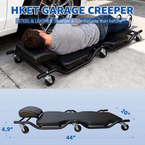 HKTE Heavy Duty Garage Creeper, Low Profile Design, Durable Metal Frame, Comfortable Pillow in Kuwait