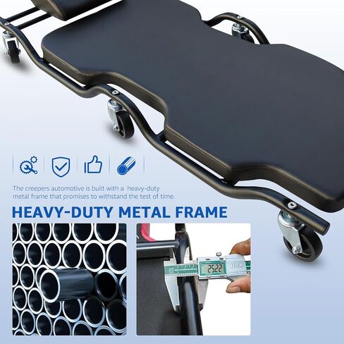 HKTE Heavy Duty Garage Creeper, Low Profile Design, Durable Metal Frame, Comfortable Pillow in Kuwait