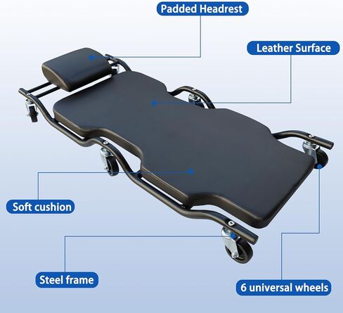 HKTE Heavy Duty Garage Creeper, Low Profile Design, Durable Metal Frame, Comfortable Pillow in Kuwait