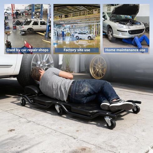 HKTE Heavy Duty Garage Creeper, Low Profile Design, Durable Metal Frame, Comfortable Pillow in Kuwait