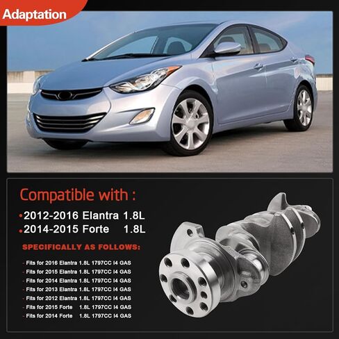 Engine Crankshaft & Bearings kit Replacement for Hyundai Elantra 2012-2016, for Kia Forte 2014-2015 1.8L L4 DOHC, Replace 622V62EH00 in Kuwait