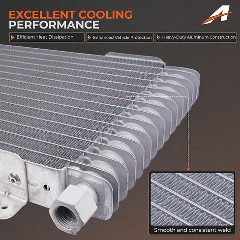 LPD47391 Transmission Oil Cooler Kit - Heavy Duty 40,000 GVW Max Trans Cooler, Universal Fit for Trucks, RVs, and Towing Vehicles, Includes Complete Mounting Hardware Silver in Kuwait
