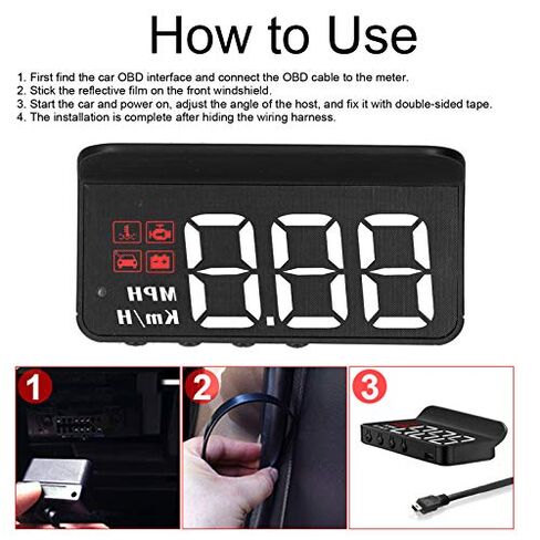 جهاز عرض عداد السرعة على الزجاج الأمامي، شاشة عرض رأسية obd2 HUD، عداد السرعة GPS ميلا في الساعة مع اتجاه السفر، إنذار السرعة الزائدة، إنذار القيادة التعب للسيارة in Kuwait