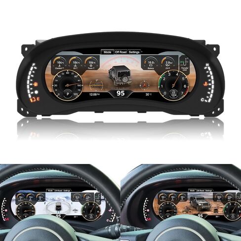شاشة عرض مجموعة أجهزة القياس الرقمية لسيارة Jeep Wrangler JK 2011-2017، شاشة HD 12.3 بوصة 1920 * 720 عداد سرعة السيارة 6 أوضاع 2S تمهيد سريع، تركيب غير مدمر، التوصيل والتشغيل، الشوفان in Kuwait