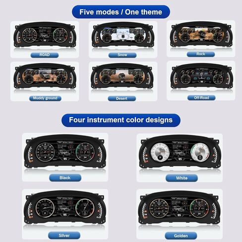 شاشة عرض مجموعة أجهزة القياس الرقمية لسيارة Jeep Wrangler JK 2011-2017، شاشة HD 12.3 بوصة 1920 * 720 عداد سرعة السيارة 6 أوضاع 2S تمهيد سريع، تركيب غير مدمر، التوصيل والتشغيل، الشوفان in Kuwait