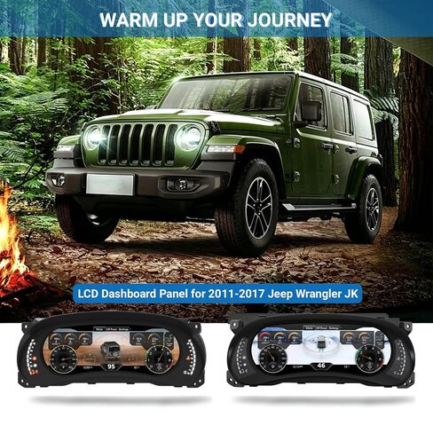 شاشة عرض مجموعة أجهزة القياس الرقمية لسيارة Jeep Wrangler JK 2011-2017، شاشة HD 12.3 بوصة 1920 * 720 عداد سرعة السيارة 6 أوضاع 2S تمهيد سريع، تركيب غير مدمر، التوصيل والتشغيل، الشوفان in Kuwait