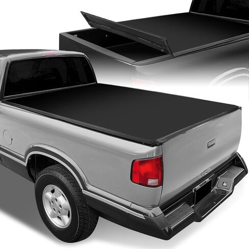 غطاء تونيو ناعم ثلاثي الطي متوافق مع 94-04 Chevy S10 GMC Sonoma Fleetside 6 Ft. غطاء سرير شاحنة قابل للتعديل ومقاوم للطقس من الفينيل الناعم in Kuwait
