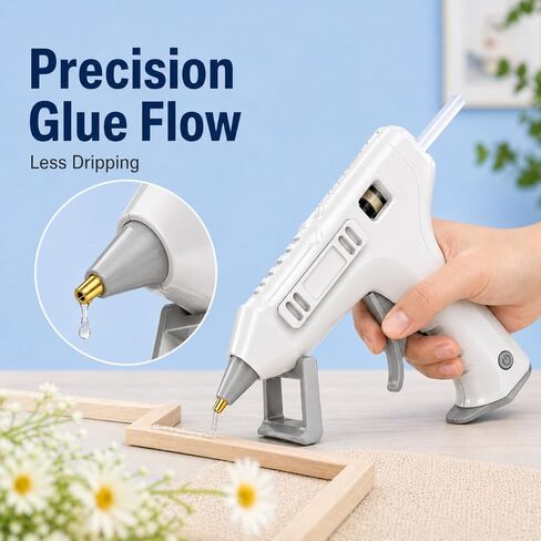 Cordless Hot Glue Gun, 20s Rapid Heat-Up, 2Ah Rechargeable Battery, USB-C Charging, Smart Auto Shut-Off, Anti-Drip, 20 Premium Glue Sticks for DIY Crafts Home Repairs School Projects in Kuwait