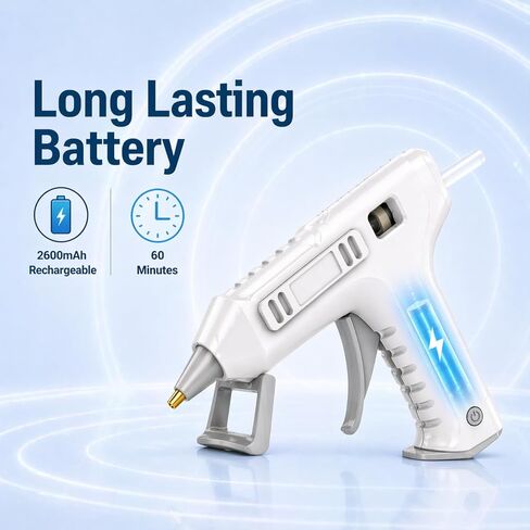 Cordless Hot Glue Gun, 20s Rapid Heat-Up, 2Ah Rechargeable Battery, USB-C Charging, Smart Auto Shut-Off, Anti-Drip, 20 Premium Glue Sticks for DIY Crafts Home Repairs School Projects in Kuwait