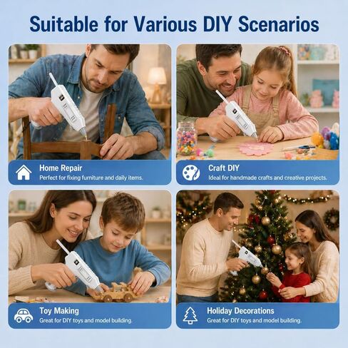 Cordless Hot Glue Gun, 20s Rapid Heat-Up, 2Ah Rechargeable Battery, USB-C Charging, Smart Auto Shut-Off, Anti-Drip, 20 Premium Glue Sticks for DIY Crafts Home Repairs School Projects in Kuwait