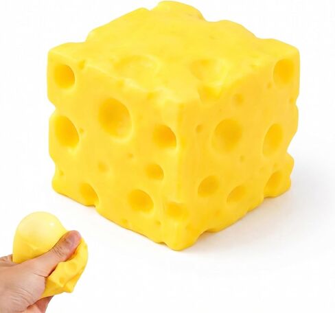 Yellow Cheese-Shaped Squishy Toy, Adult Stress Ball, Soft Creative Toy, Soft Silicone Sensory Toy, Themed Cheese-Shaped Soft Silicone Toy, relieves Stress, Promotes Relaxation in Kuwait
